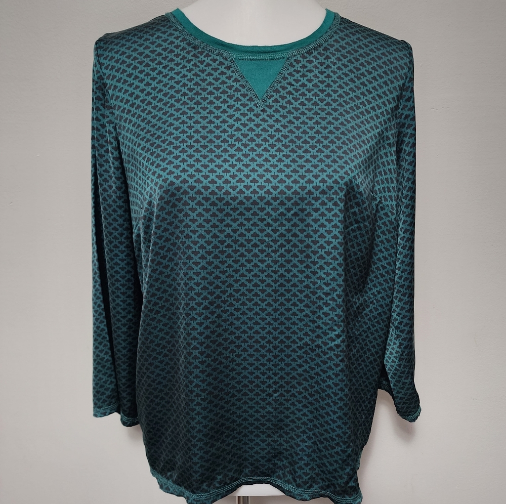 Smart Set green black club pattern blouse size large